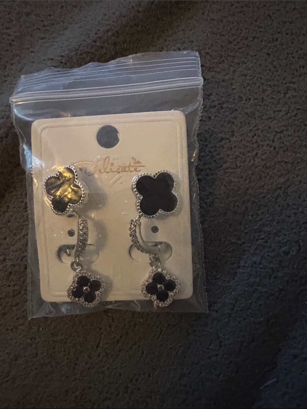 FASHION - 2pc Black Clover Dangle Earrings  & Black Clover Studs